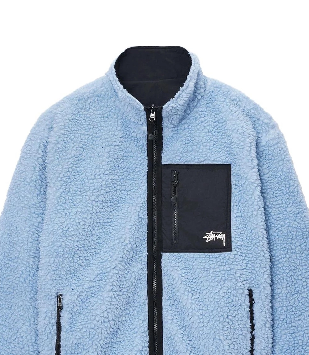 Stussy Sherpa Reversible Jacket for Men & Women – Sky Blue