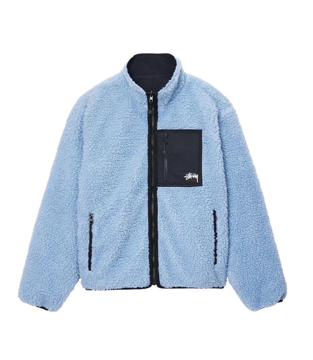 Stussy Sherpa Reversible Jacket for Men & Women – Sky Blue