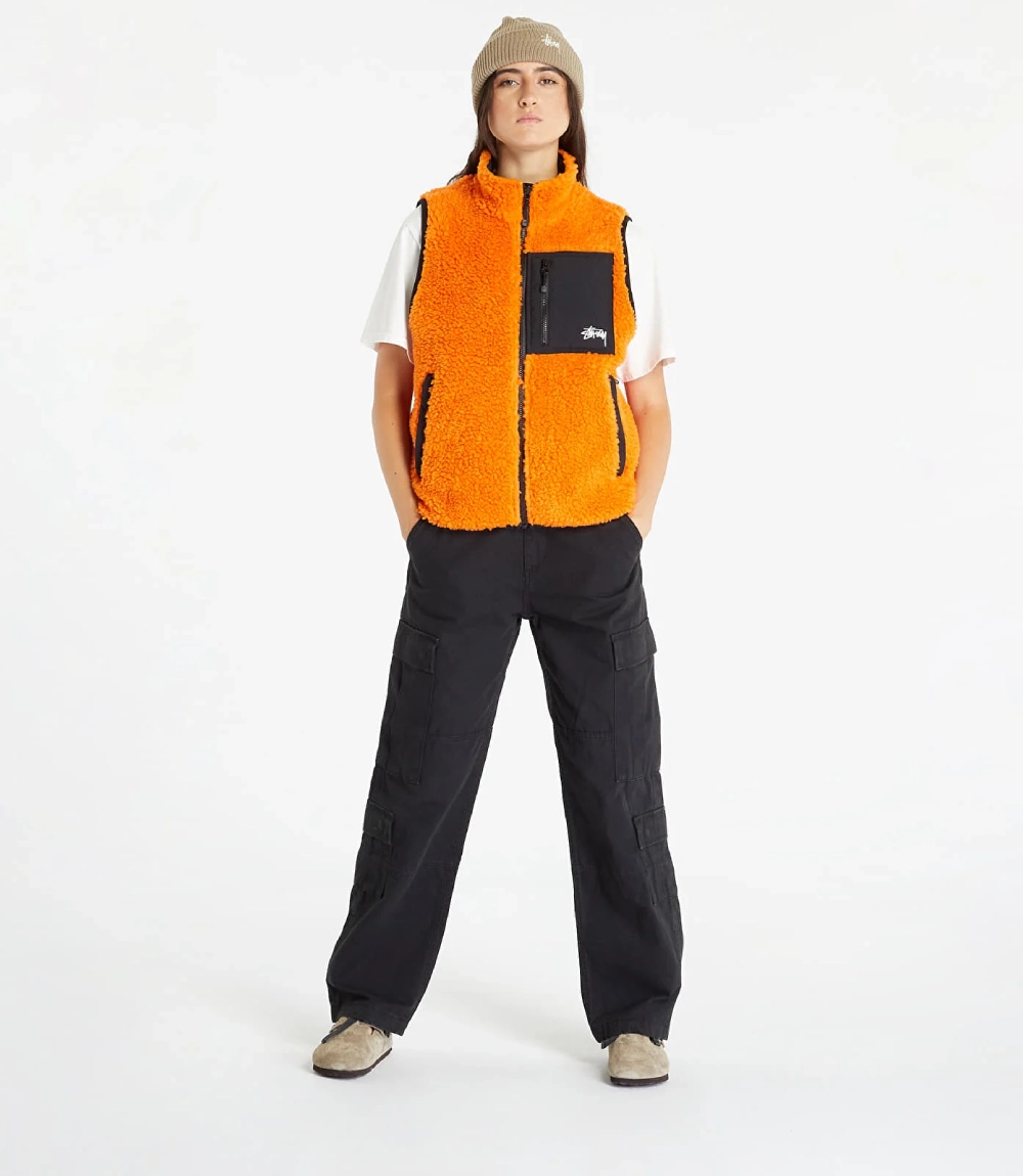 Stussy Reversible Sherpa Vest – Tangerine Utility Fleece
