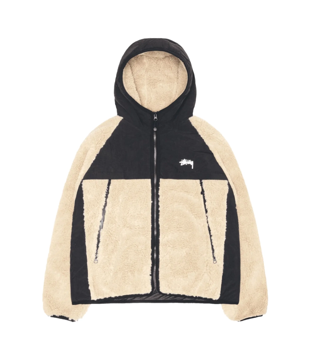 Stussy Sherpa Paneled Hooded Jacket – Beige Streetwear Essential (8)