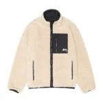Stussy Sherpa Reversible Jacket – Beige & Nylon Streetwear Layer
