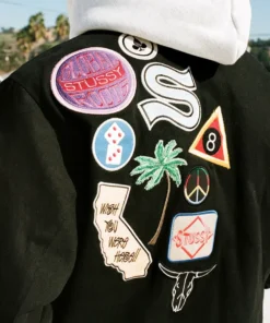 Stüssy Souvenir Stadium Bomber Jacket Black Embroidered 1