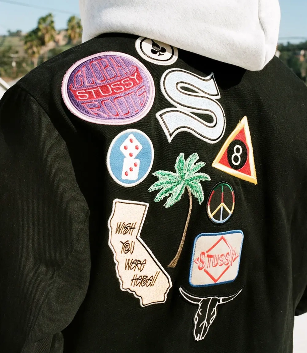 Stüssy Souvenir Stadium Bomber Jacket Black Embroidered 1