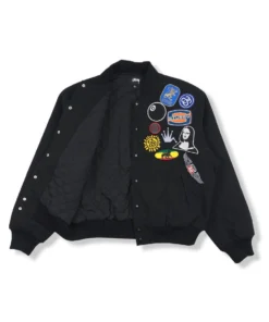 Stüssy Souvenir Stadium Bomber Jacket Black Embroidered 5