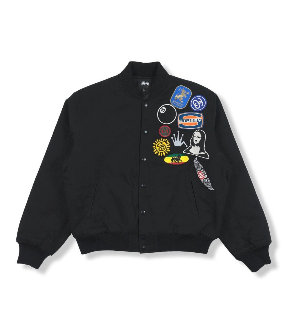 Stüssy Souvenir Stadium Bomber Jacket Black Embroidered 6