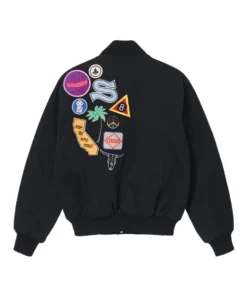 Stüssy Souvenir Stadium Bomber Jacket Black Embroidered 7