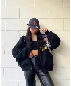 Stüssy Souvenir Stadium Bomber Jacket Black Embroidered 9
