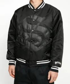 Stüssy Stadium Gothic Black Satin Varsity Jacket (2)
