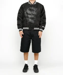 Stüssy Stadium Gothic Black Satin Varsity Jacket (3)