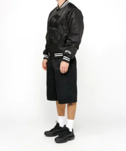 Stüssy Stadium Gothic Black Satin Varsity Jacket (4)