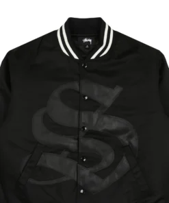 Stüssy Stadium Gothic Black Satin Varsity Jacket (7)