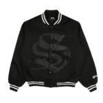 Stüssy Stadium Gothic Black Satin Varsity Jacket