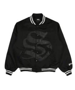 Stüssy Stadium Gothic Black Satin Varsity Jacket (8)
