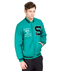 Stussy Teal Color Big S Varsity Jacket (1)