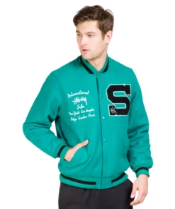 Stussy Teal Color Big S Varsity Jacket (2)
