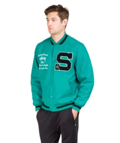 Stussy Teal Color Big S Varsity Jacket (4)