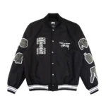 CDG x Stussy Wool Varsity Jacket – Black Limited Edition Bomber