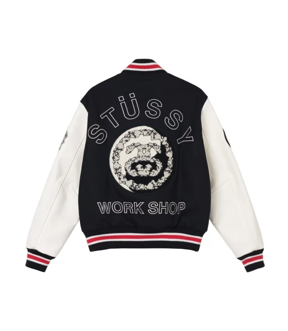 Stussy x Denim Tears x Our Legacy TTL Varsity Jacket Black White (1)