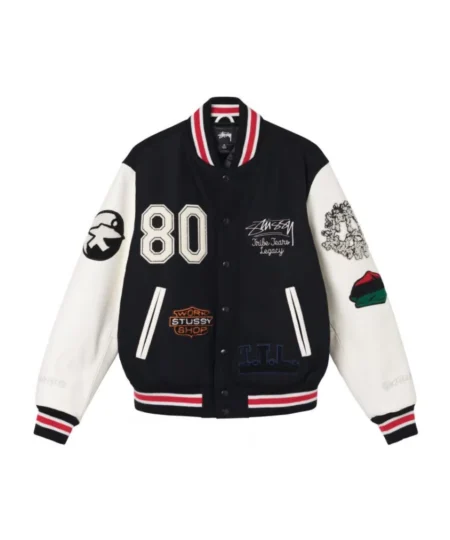 Stussy x Denim Tears x Our Legacy TTL Varsity Jacket Black White