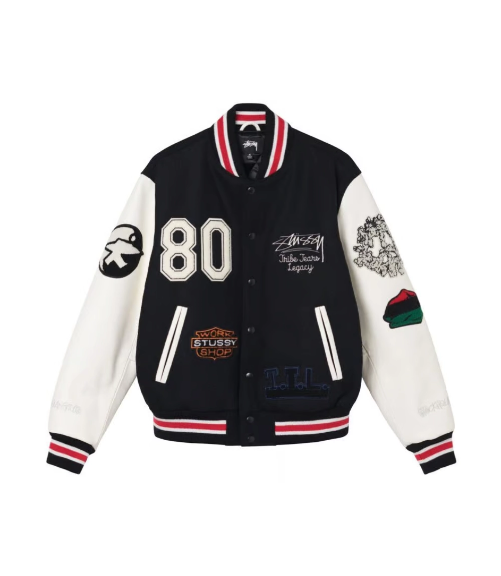 Stussy x Denim Tears x Our Legacy TTL Varsity Jacket Black White