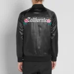 Stussy Black Satin Varsity Jacket – California Embroidered Bomber