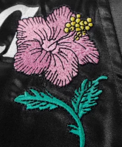 stussy black satin varsity jacket california embroidered bomber (6)