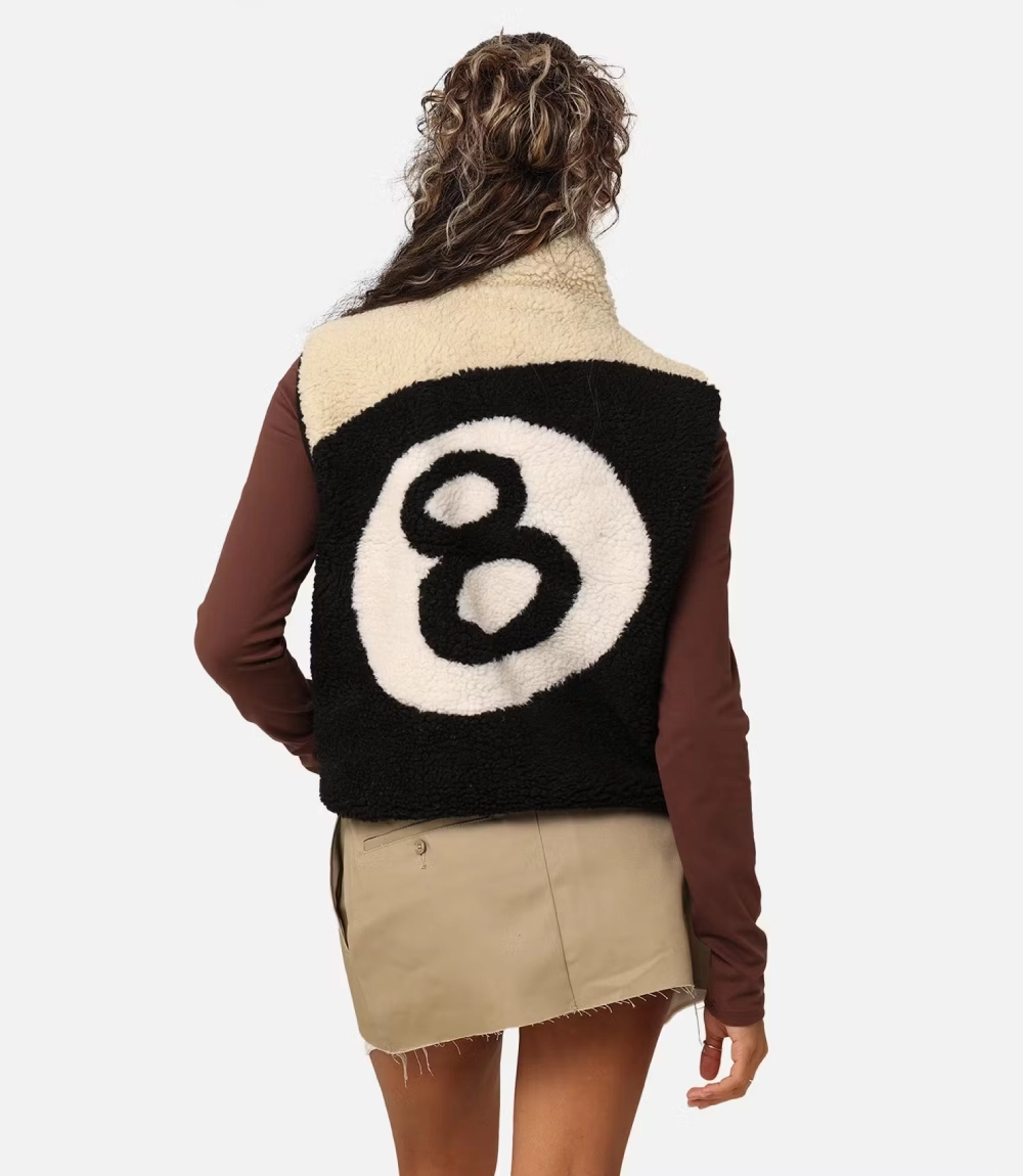 Stussy 8 Ball Reversible Sherpa-Women's Cropped Vest (8)