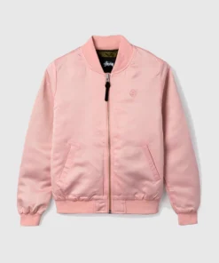 Stussy Union Bomber Satin Jacket Blush Pink Women's Streetwear Bomber (1)