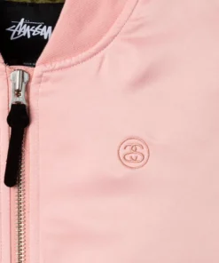 Stüssy Union Bomber Satin Jacket Blush Pink Women's Streetwear Bomber (2)