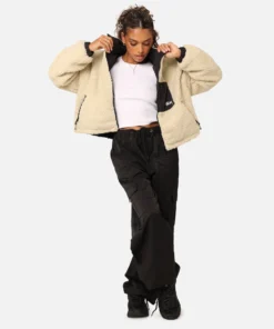 Women's Stüssy Reversible 8 Ball Cropped Sherpa Jacket (1)