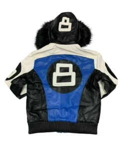 8 Ball Black & Sky Blue Leather Jacket Stussy Street Edition (1)
