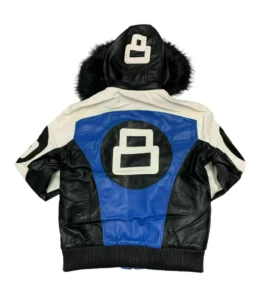 8 Ball Black & Sky Blue Leather Jacket Stussy Street Edition (1)