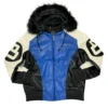 8 Ball Black & Sky Blue Leather Jacket Stussy Street Edition (2)