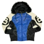 Stussy Robert Phillipe Blue 8 Ball Jacket – Leather Hooded Bomber