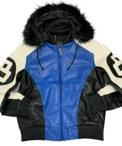8 Ball Black & Sky Blue Leather Jacket Stussy Street Edition (3)