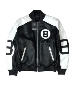 8 Ball Leather Jacket Black & White Original Bomber (1)