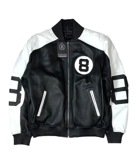 8 Ball Leather Jacket Black & White Original Bomber (1)