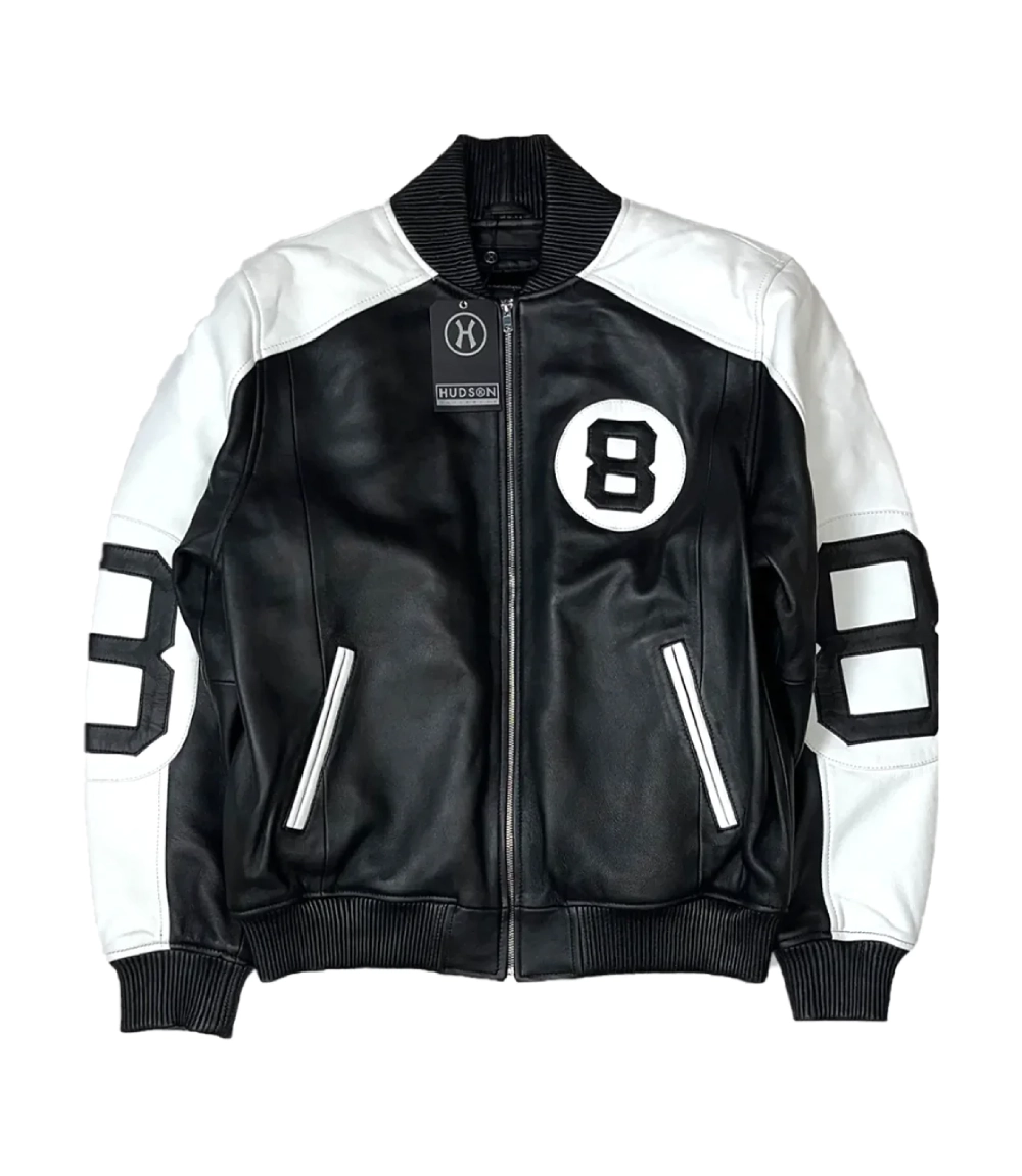 本日限定価格stussy leather bomber jacket Stussy 8 Ball White Leather Bomber Jacket – Bomber with Hood