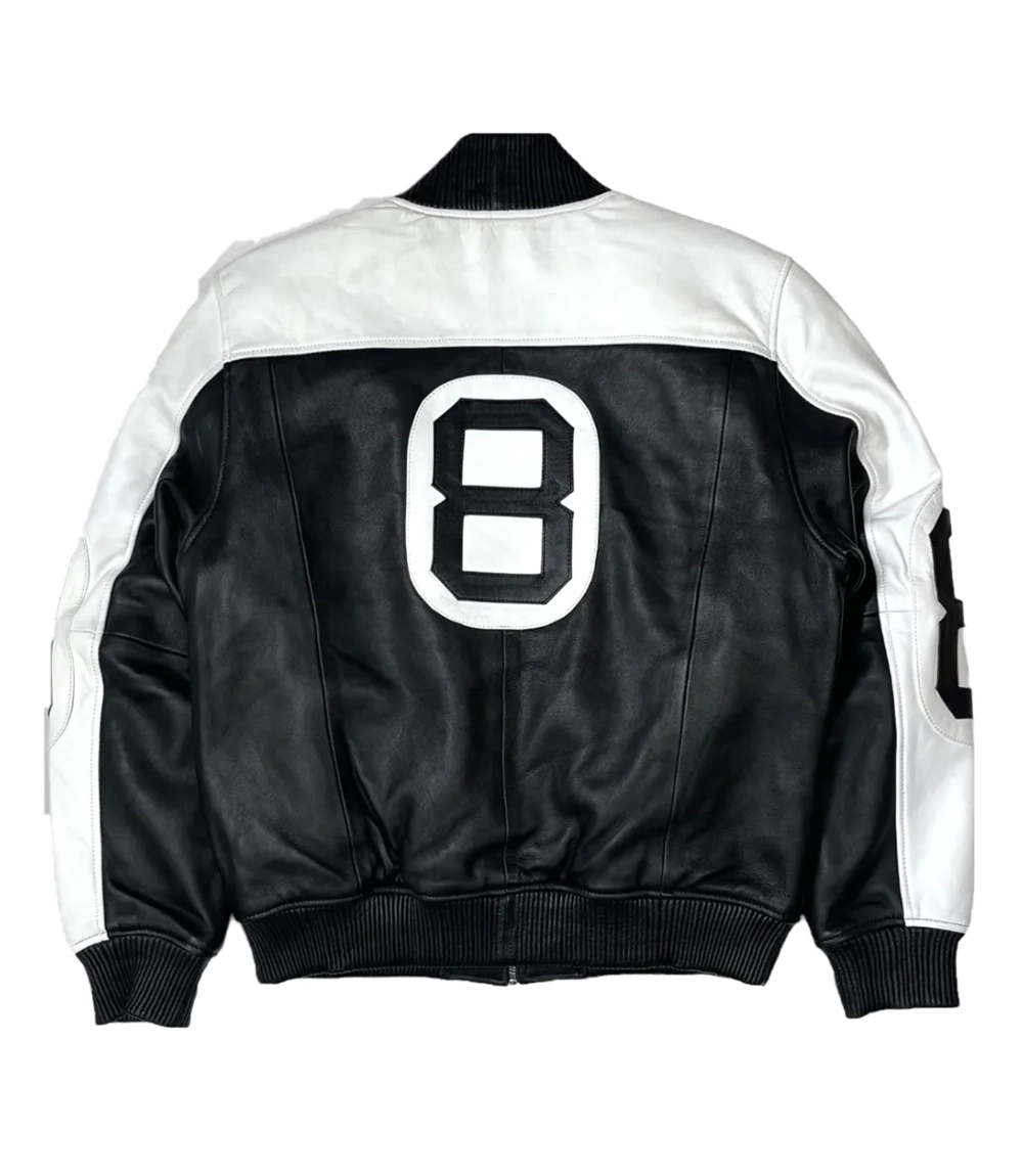 8 Ball Leather Jacket Black & White Original Bomber (2)