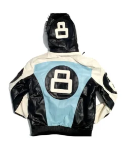 8 Ball Leather Jacket Sky Blue & Black Stussy Style Streetwear (3)