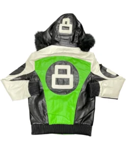 8 Ball Lime Green Leather Jacket with Fur Hood Neon Frost (1)