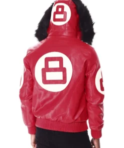 8 Ball Red Leather Hooded Jacket Stussy 8 Ball Patch Edition (1)