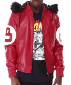 8 Ball Red Leather Hooded Jacket Stussy 8 Ball Patch Edition (2)