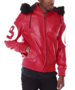 8 Ball Red Leather Hooded Jacket Stussy 8 Ball Patch Edition (4)