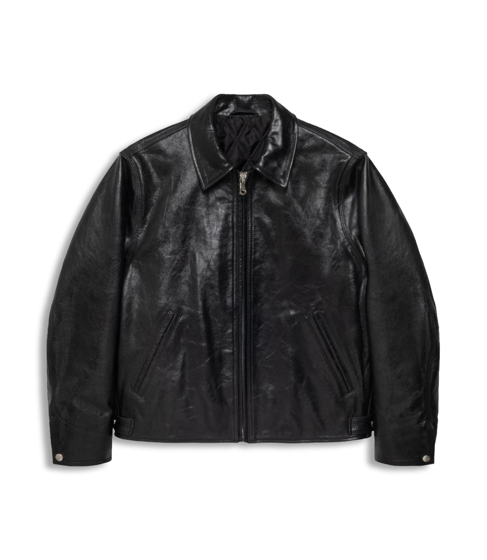 Authentic Stussy Black Leather Garage Jacket SS25 (1)