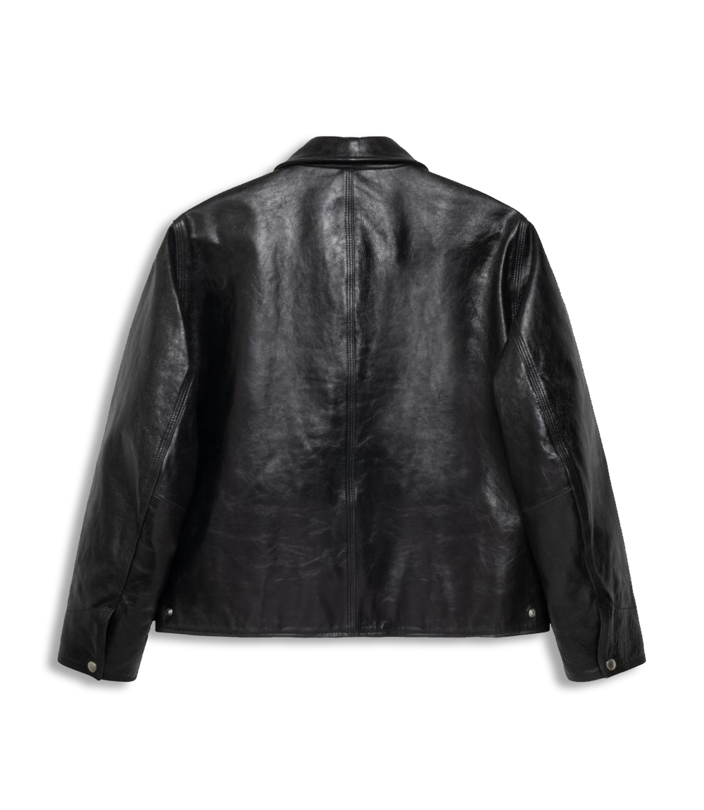 Authentic Stussy Black Leather Garage Jacket SS25 (9)