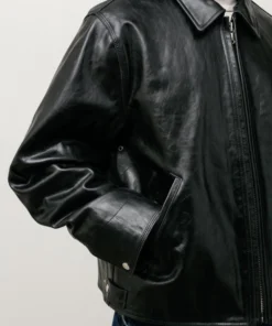 Authentic Stussy Men Black Leather Garage Jacket SS25 (3)