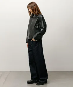 Authentic Stussy Womens Black Leather Garage Jacket SS25 (2)