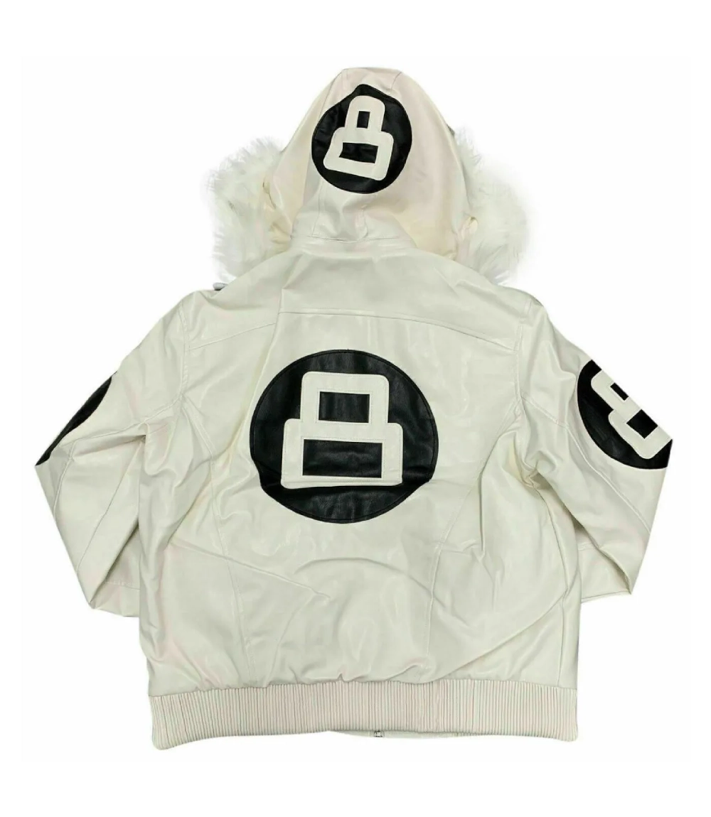 Frostcore White 8 Ball Leather Bomber Jacket (1)
