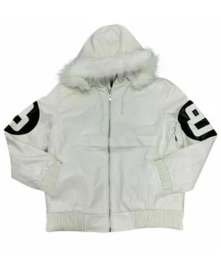 Frostcore White 8 Ball Leather Bomber Jacket (2)